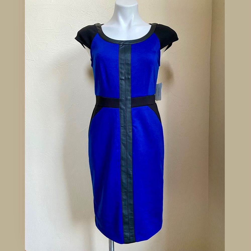royal blue and black dress